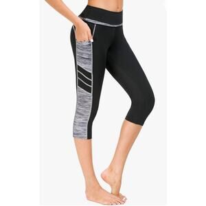 Neon Sweets Black Gray Camo Side Design w. Pockets Leggings Yoga Capri Pants